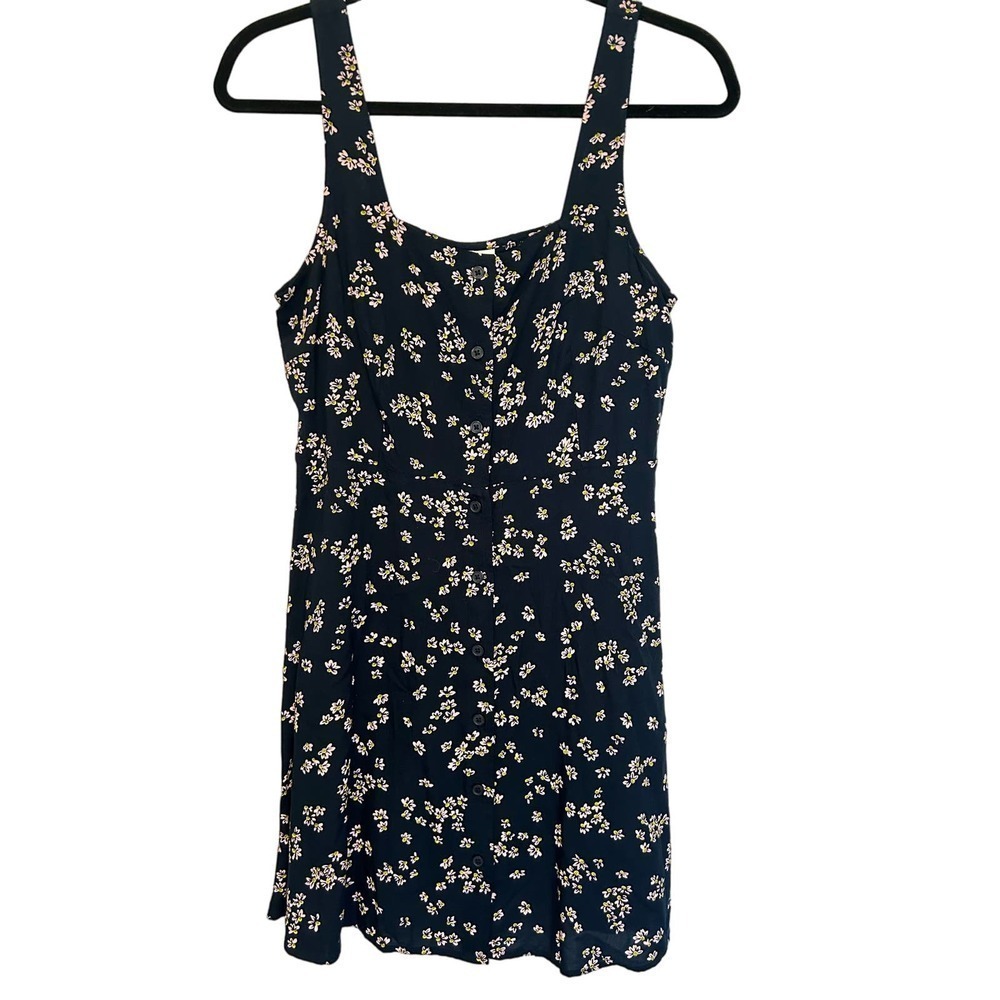 ABound Navy Pink Floral Tank Button Up Dress Size Small